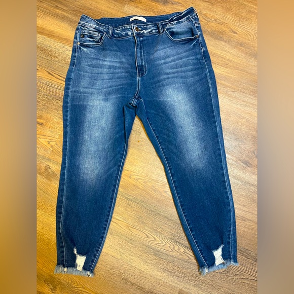 KanCan Denim - Plus Size KanCan Mid Rise Frayed Hem Skinny Jeans